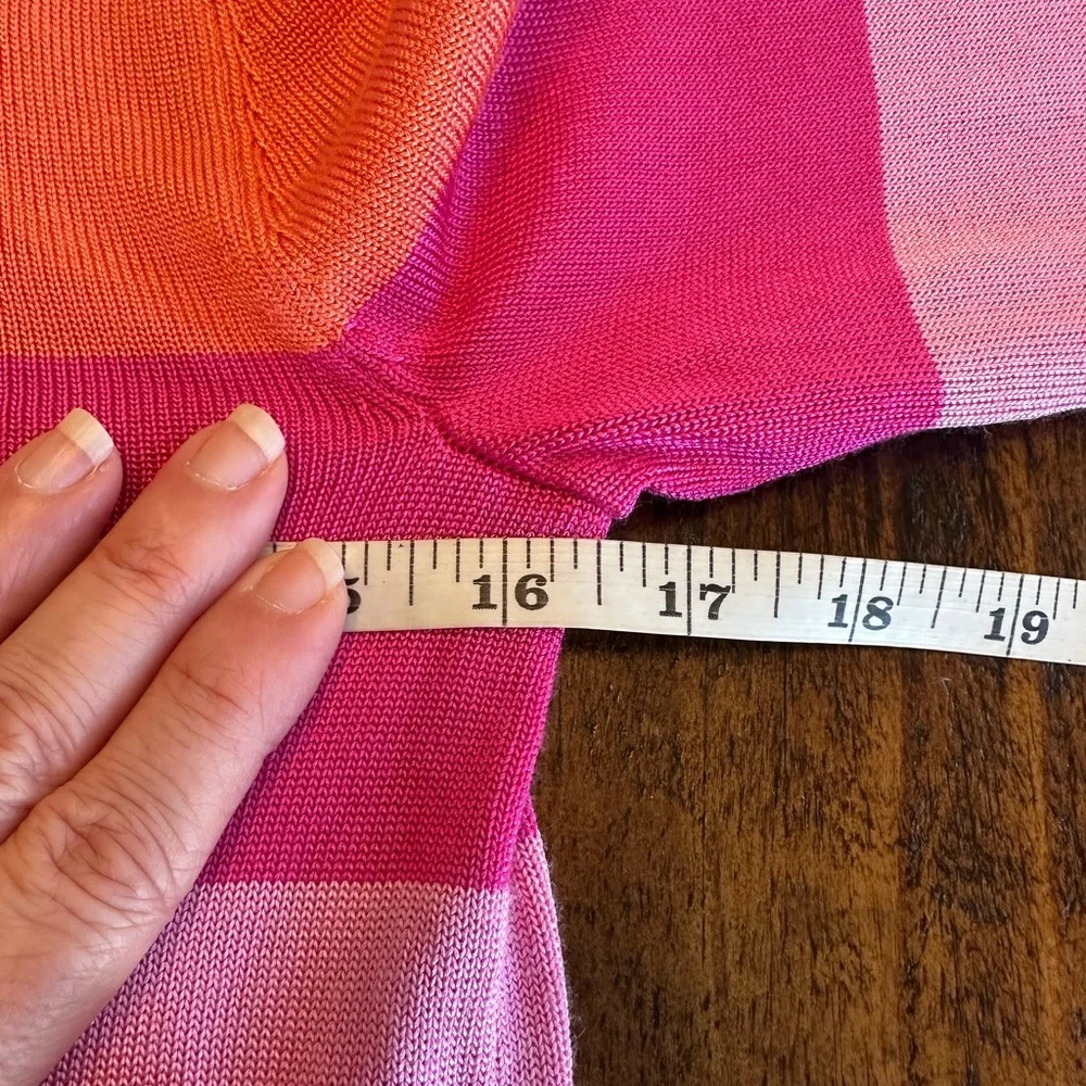 Lauren Ralph Lauren | Striped Knit Sweater, Pink & Orange Striped, Size PS - Picture 6 of 7